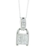 Platinum Illusion Set Cluster Diamond Pendant 1.15 Carats - Valued By IDI £8,900.00 - Four