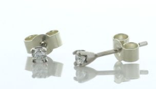 9ct White Gold Single Stone Wire Set Diamond Earring 0.10 Carats - Valued By IDI £1,600.00 - Two