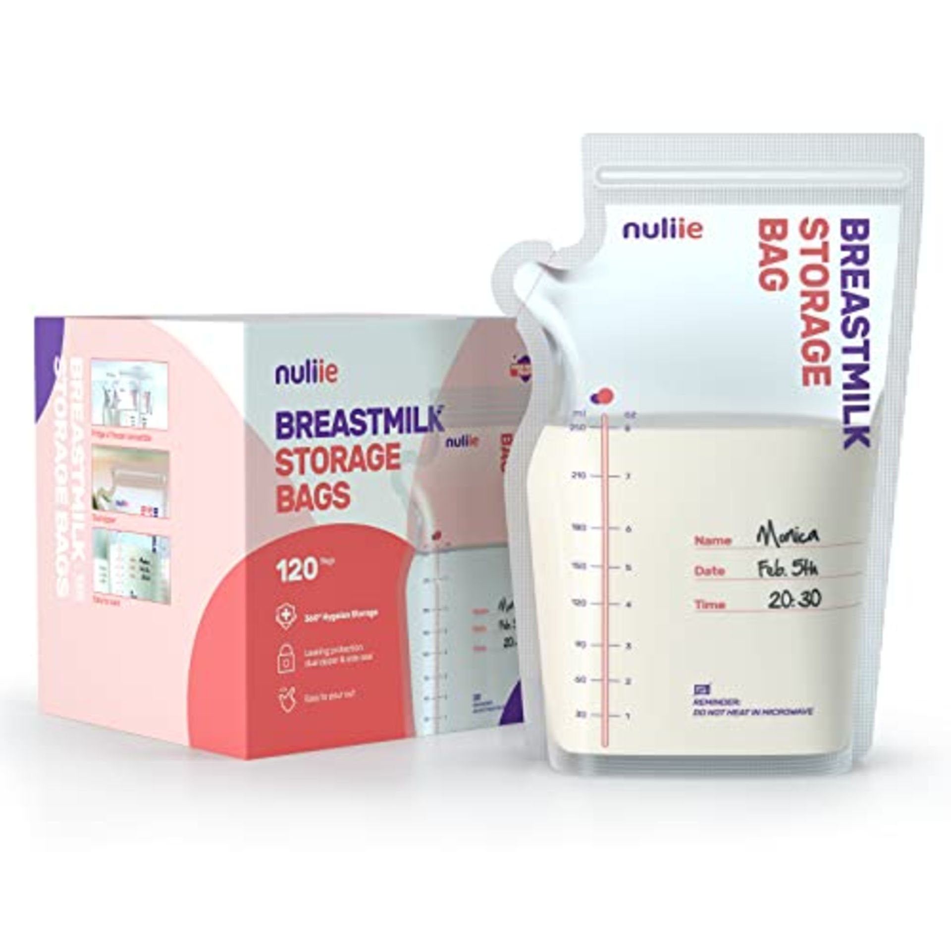 RRP £19.46 Nuliie 120 Pcs Breast Milk Storage Bags