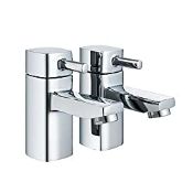 RRP £32.32 Modern Chrome Square 1/2" Bathroom Basin Taps (Hot & Cold Twin)