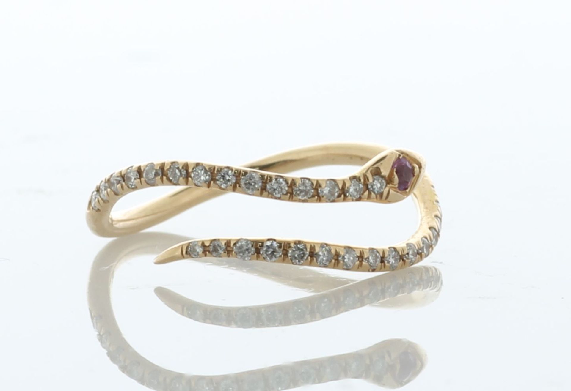 18ct Rose Gold Diamond And Pink Sapphire Snake Ring 0.25 Carats - Valued By AGI £1,650.00 - This