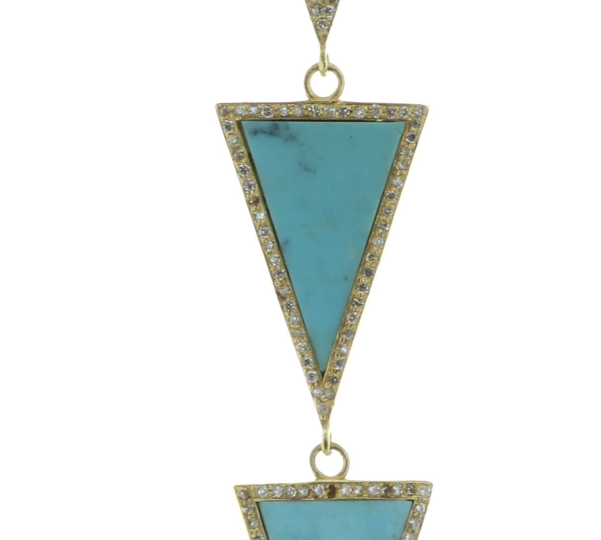 18ct Yellow Gold Diamond And Turquoise Drop Earring 3.00 Carats - Valued By AGI £9,500.00 - These - Image 4 of 5
