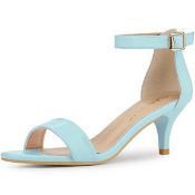 RRP £34.60 Allegra K Women Open Toe Kitten Heeled Ankle Strap