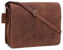 RRP £43.26 J. Wilson London Messenger Bag Mens Leather Flapover 10 litres