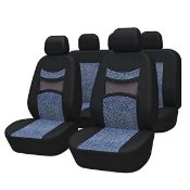RRP £30.44 AUTOYOUTH Car Seat Covers Blue Jacquard Print Black