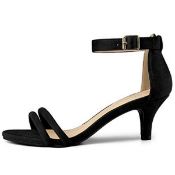 RRP £36.84 Allegra K Women's Kitten Heel Ankle Strap Sandals Black