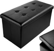 RRP £31.24 Nyxi Faux Leather 76 * 38 * 38cm Black Ottoman Foldable