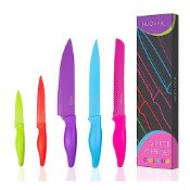RRP £14.50 nuovva Kitchen Knife Set with Colour Coding 5 Piece