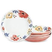 RRP £25.65 fanquare Porcelain Pink Floral Salad Plates Set of 4