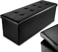 RRP £44.55 Nyxi Faux Leather 110 * 38 * 38cm Black Ottoman Foldable