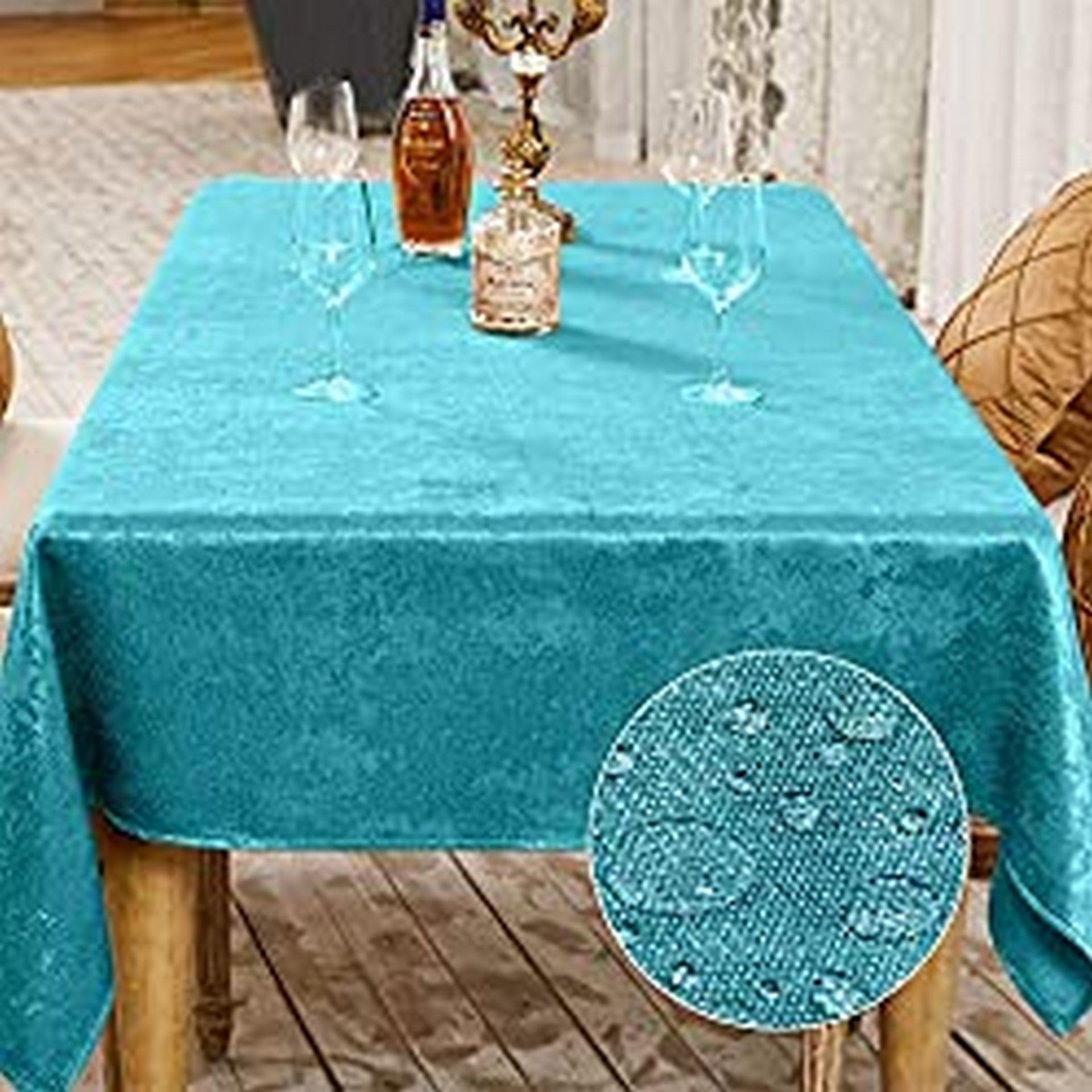 RRP £25.67 BALCONY & FALCON Rectangle Shiny Faux Linen Table Cloth