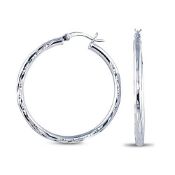 RRP £20.09 Charmsy 925 Sterling Silver Diamond-Cut Hoop Earrings