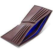 RRP £55.84 Next-Gen Non-Leather Mens Wallet Bi-Fold Brown Blue
