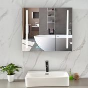 RRP £233.41 Plumbsys LED Illuminated Bathroom Mirror Cabinet Black