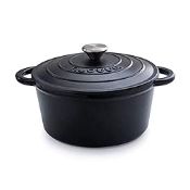 RRP £48.00 Cast Iron Pot with Lid Non-Stick Ovenproof Enamelled