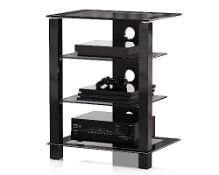 RRP £103.54 FITUEYES 4 Tiers Glass TV Stand HIFI Rack Stand Cabinet with Cable Management