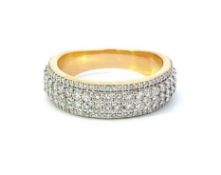 RRP-£4100.00 9K YELLOW GOLD DIAMOND RING, SET WITH ONE HUNDRED FOORTY ROUND BRILLIANT CUT NATURAL DI
