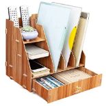 RRP £11.15 Wooden Office Desktop Organiser Large Capacity DIY
