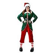 RRP £51.35 JESOHO Christmas Santa Helper Costume Adult Velvet