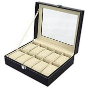 RRP £18.69 Watch Box Display Storage Case: Men Watches Boxes Organiser