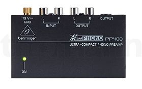 RRP £22.32 Behringer PP400 Ultra-Compact Phono Preamp, black,white,silver