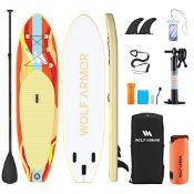 RRP £205.45 WOLF ARMOR Inflatable Stand Up Paddleboard with Adjustable Paddle