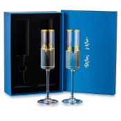 RRP £24.72 NUPTIO Champagne Glasses Wedding Gifts: Set of 2 Crystal