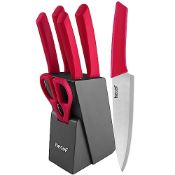 RRP £33.49 hecef Knife Set with Wooden Block Stainless Steel Knife Set with Scissors