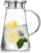 RRP £17.85 WUWEOT 2 Liter Glass Pitcher with Lid