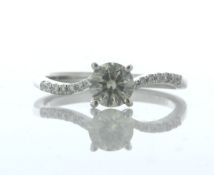 18ct White Gold Single Stone Claw Set With Stone Set Shoulders Diamond Ring (0.60) 0.74 Carats -