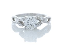 18ct White Gold Single Stone Diamond Ring With Marquise Set Shoulders (1.00) 1.16 Carats - Valued By