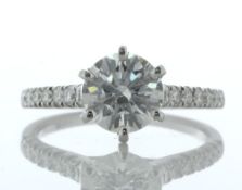 18ct White Gold Single Stone With Stone Set Shoulders Diamond Ring (1.56) 1.85 Carats - Valued By