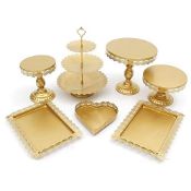 RRP £59.92 MEETOZ 7Pcs Cake Stand and Pastry Trays Metal Cupcake