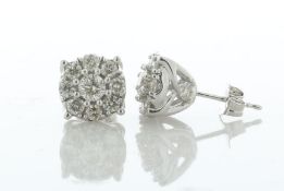 10ct Gold Ladies Cluster Diamond Earring 1.50 Carats - Valued By AGI £3,950.00 - Each of these