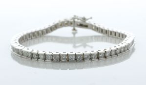 14ct White Gold Diamond Tennis Bracelet 5.00 Carats - Valued By AGI £13,620.00 - Fifty six round