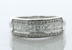10ct White Gold Semi Eternity Diamond Ring 1.00 Carats - Valued By AGI £4,995.00 - Nine princess cut