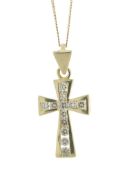 9ct Yellow Gold Diamond Cross Pendant And 16" Chain 0.75 Carats - Valued By AGI £2,405.00 - A