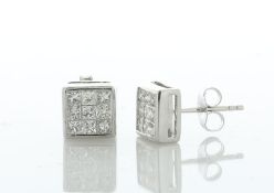 10ct Gold Ladies Illusion Diamond Earring 1.00 Carats - Valued By AGI £3,865.00 - Nine channel set