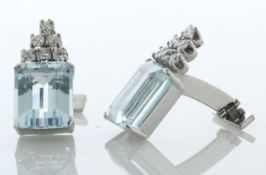 18ct White Gold Diamond And Aqua Marine Cuff Links (A12.00) 0.80 Carats - Valued By AGI £8,425.