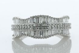 10ct White Gold Diamond Semi Eternity Wave Ring 1.00 Carats - Valued By AGI £4,525.00 - A double row