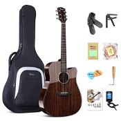 RRP £224.20 Rosen Acoustic Guitar for Beginners 4/4 Black Soild
