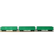 RRP £51.42 Evemodel 3pcs HO Gauge 1:87 Open Gondola Car Green Rolling Stock Railway Wagons
