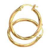 RRP £78.15 9ct Yellow Gold Earrings Twisted Hoop Women s Earrings - by Elegano