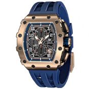 RRP £223.32 TSAR BOMBA Watches Men Luxury Square Mens Watch Chronograph