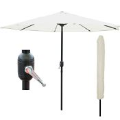RRP £48.00 GlamHaus Garden Parasol Table Umbrella 2.7M with Crank Handle for Outdoors