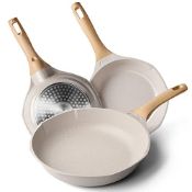 RRP £49.73 RIOVARM Non Stick Induction Hob Frying Pan Set Granite