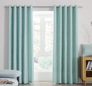 RRP £46.89 Super Soft Light Chenille Lined Eyelet Curtains Duckegg Blue