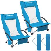 RRP £111.65 KingCamp Beach Chair Folding High Mesh Back Low Camping