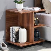 RRP £52.47 SHOCOKO Modern Nightstand End Side Table with Rolling Wheels