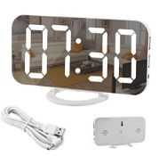 RRP £21.20 LED Digital Alarm Clock Mirror Alarm Clock